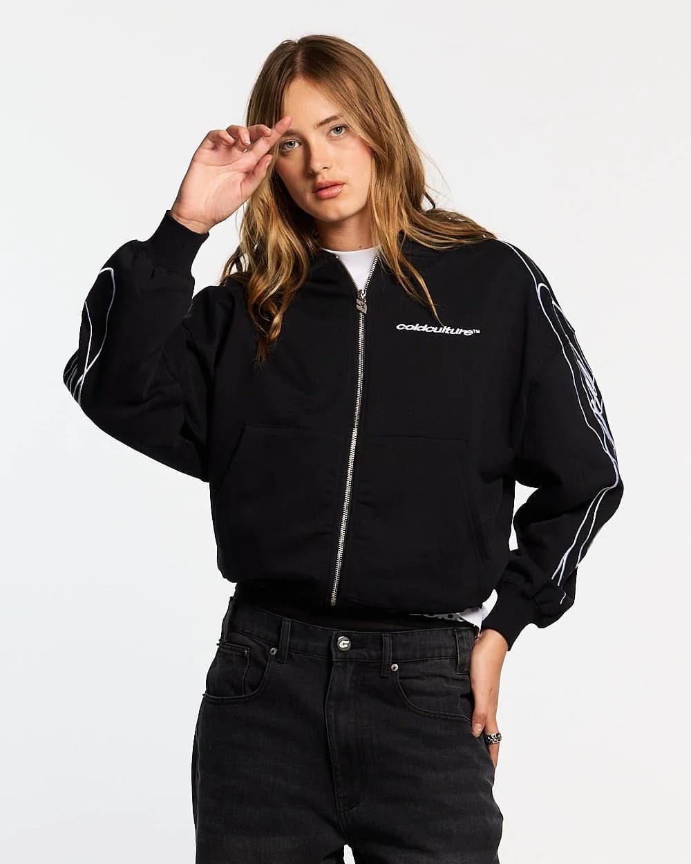 NEW SCRIPT ZIP HOODIE BLACK 5