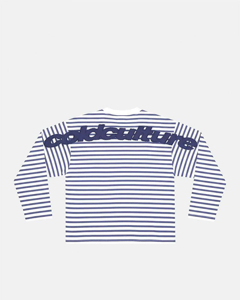DISTRESS CURVED LONGSLEEVE NAVY STRIPES by COLD CULTURE