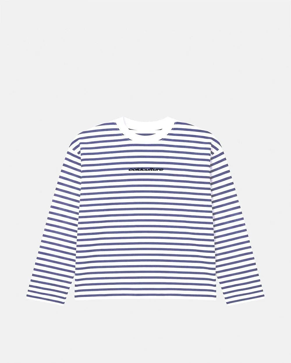 DISTRESS CURVED LONGSLEEVE NAVY STRIPES 3