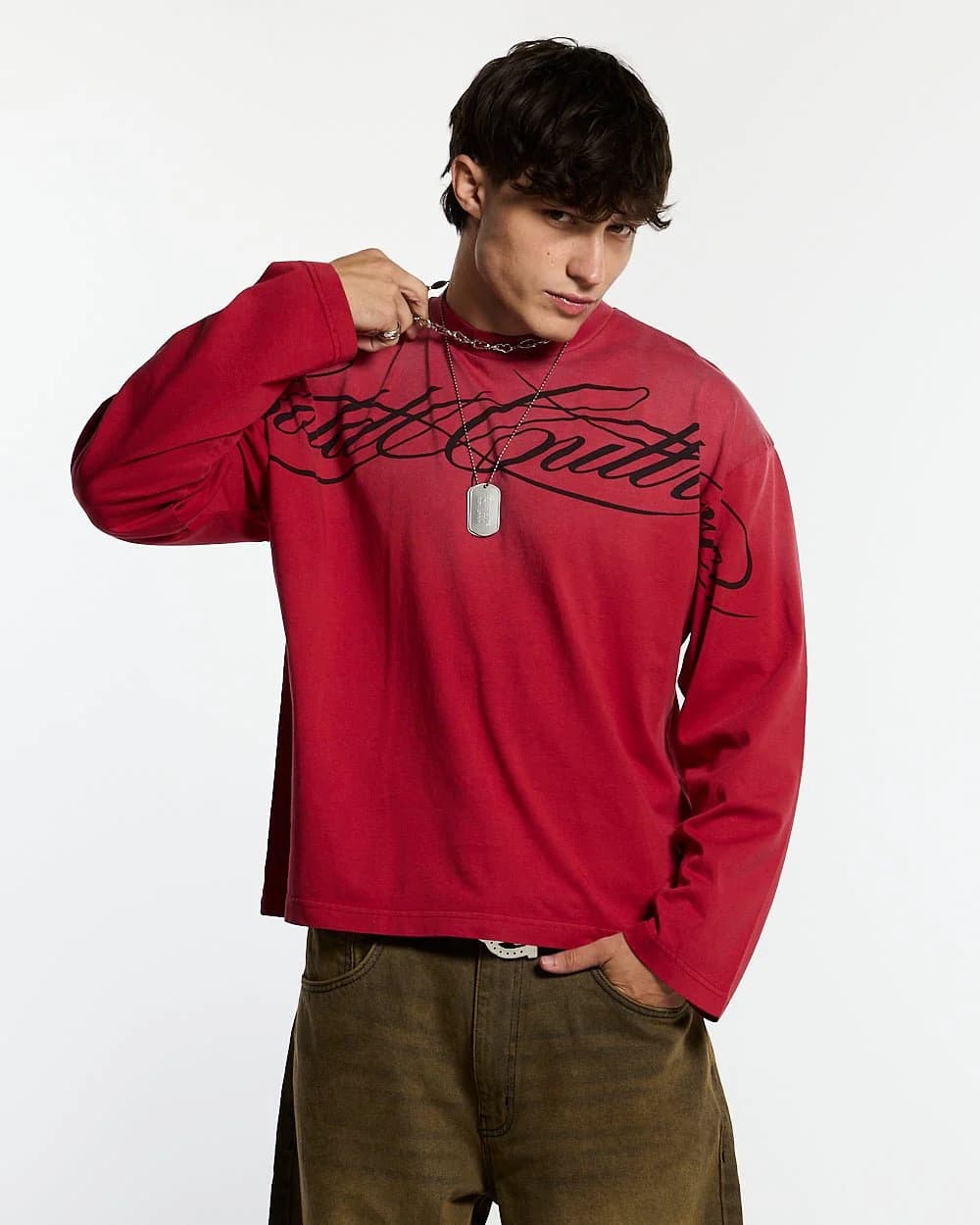 CROSSED SCRIPT LONGSLEEVE RED 2