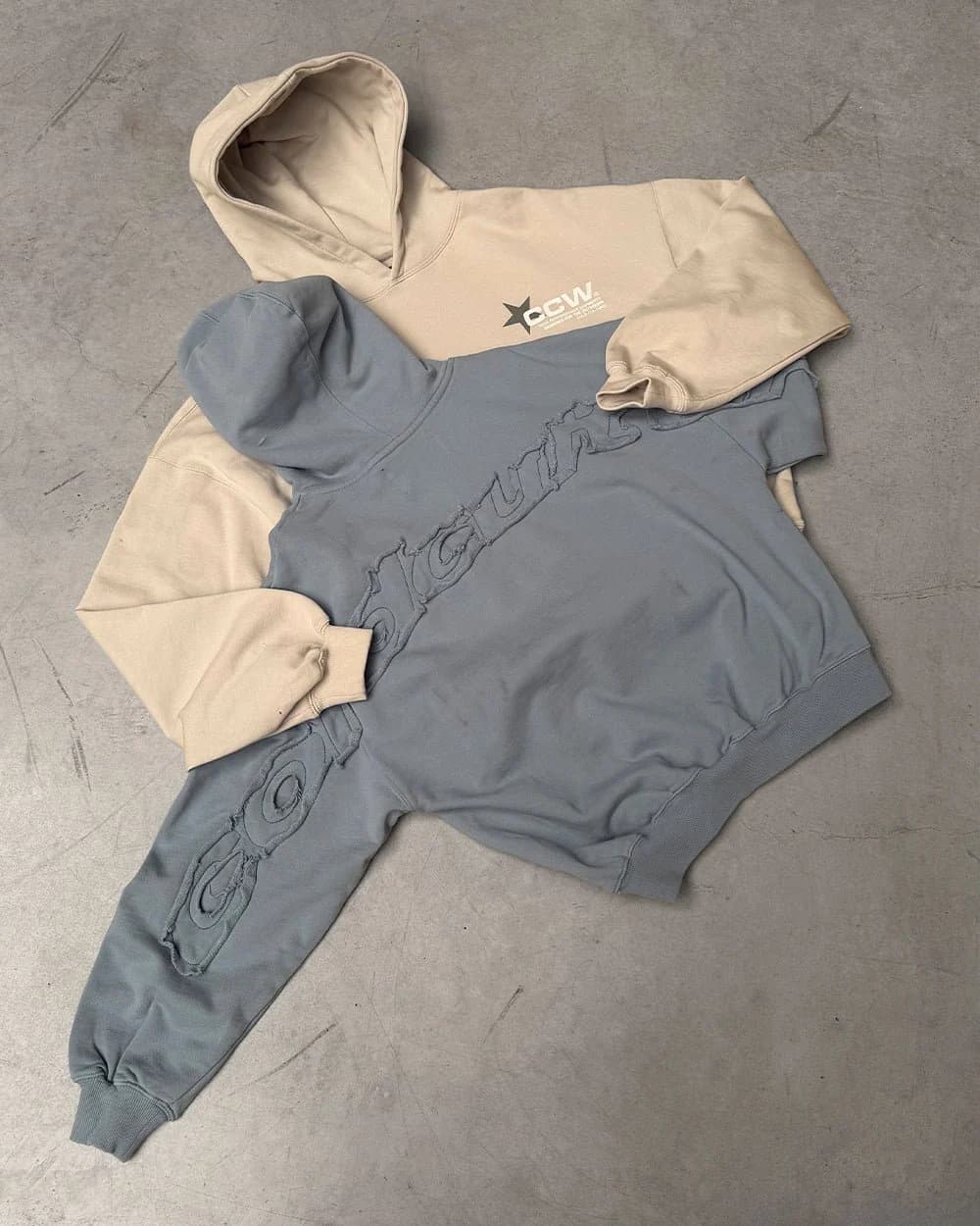 DISTRESS CURVED HOODIE SHADY BLUE 7