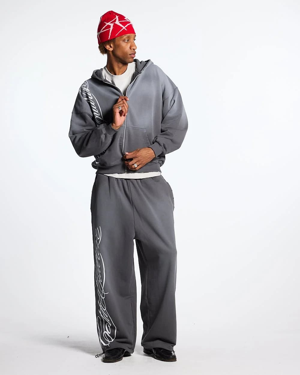 SCRIPT ZIP HOODIE ANTRACITE GREY 6