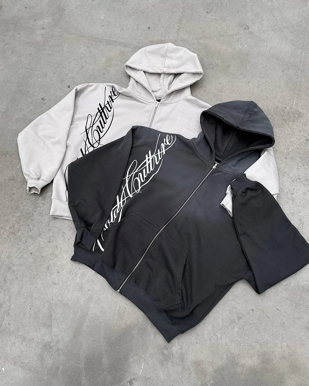 SCRIPT ZIP HOODIE ANTRACITE GREY 7