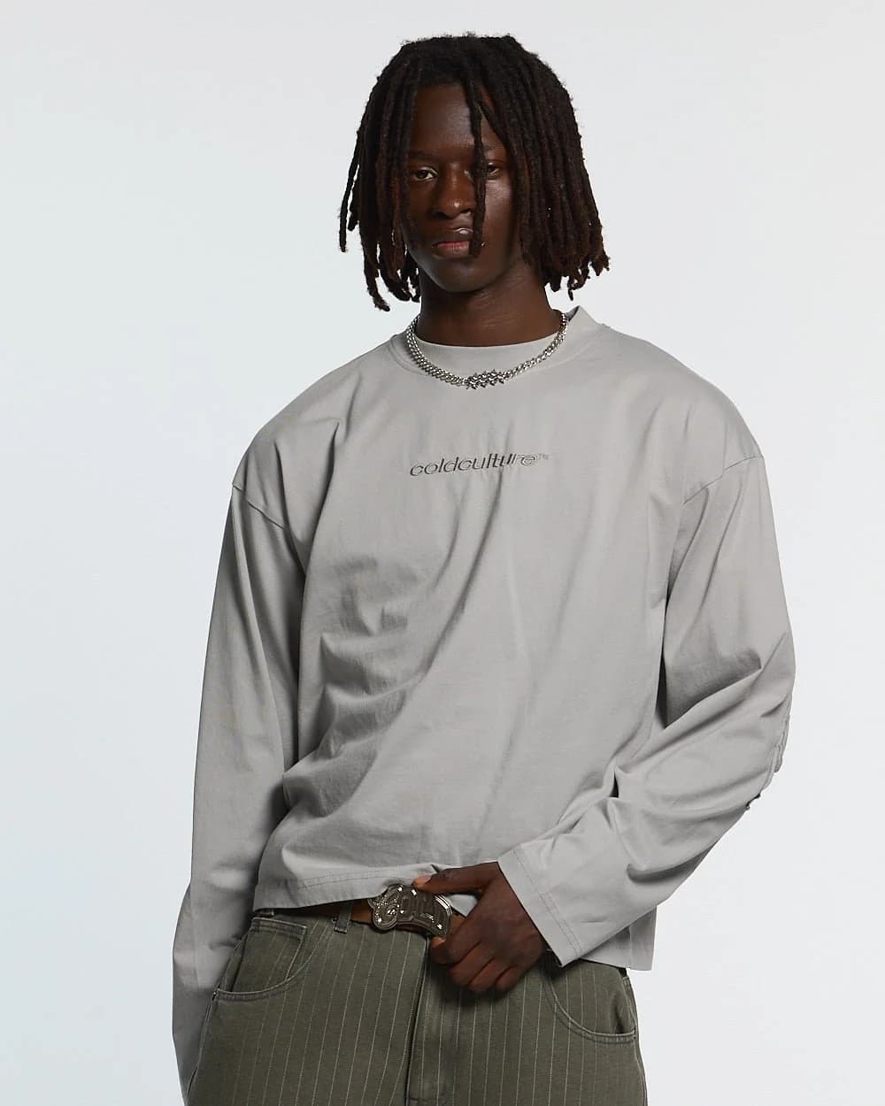 DISTRESS CURVED LONGSLEEVE GREY 4