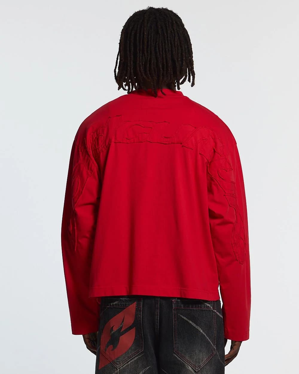 DISTRESS CURVED LONGSLEEVE RED 3