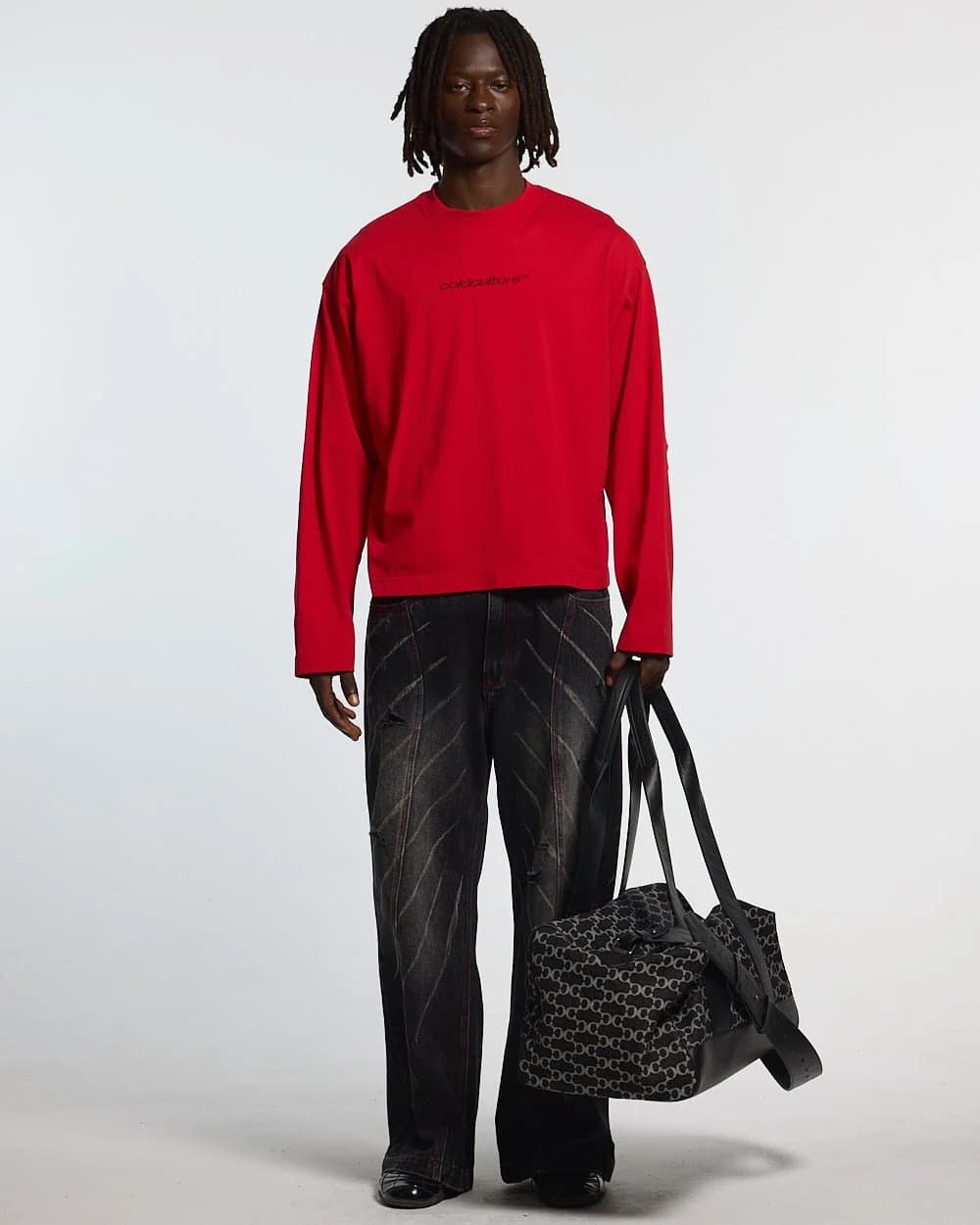 DISTRESS CURVED LONGSLEEVE RED 4