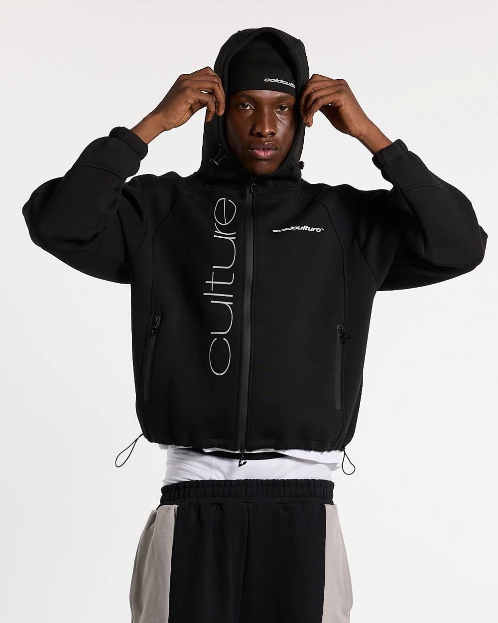 SCUBA ZIP HOODIE GREY & BLACK by COLD CULTURE