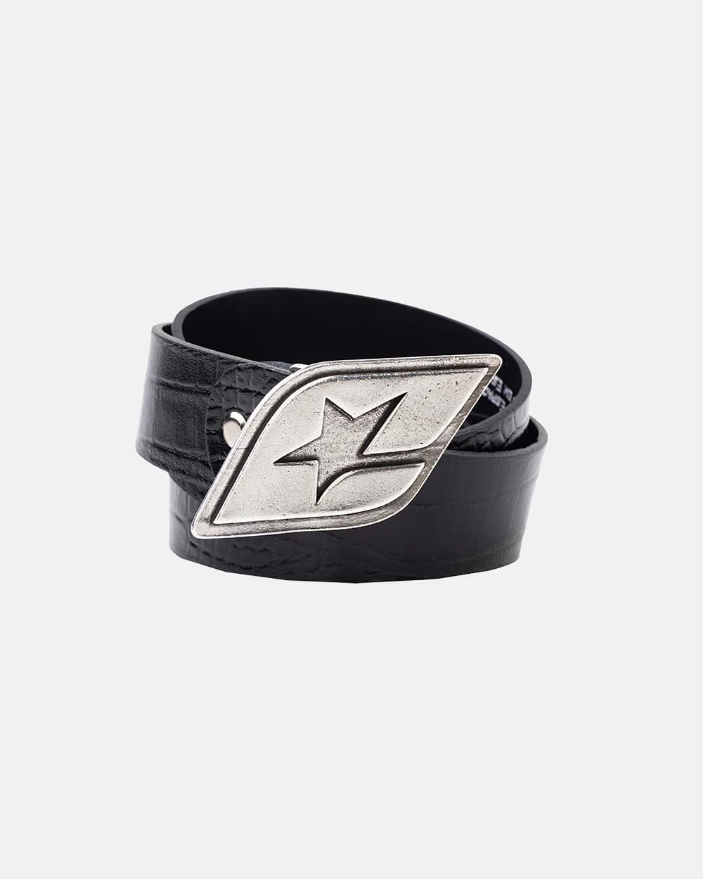 ORIGINAL LEATHER BELT CROCODILE BLACK SEAWEED by COLD CULTURE