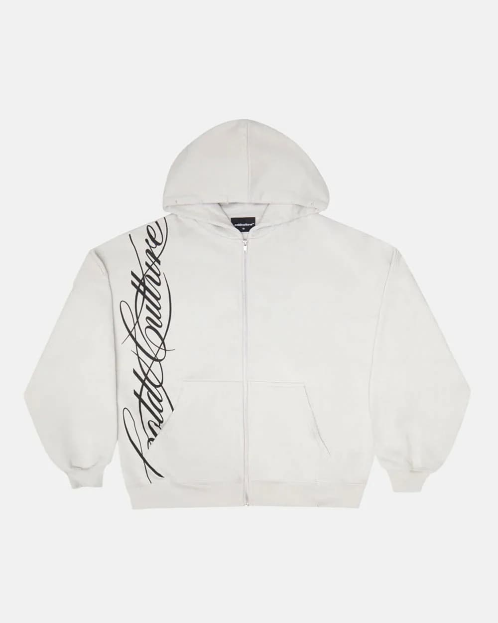 SCRIPT ZIP HOODIE LIGHT GREY by COLD CULTURE