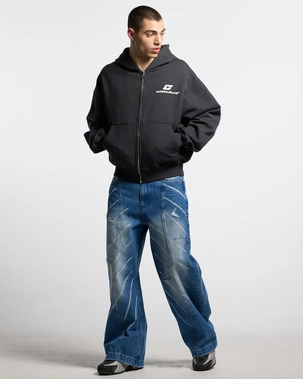 CURVED ZIP HOODIE INDIA INK 4