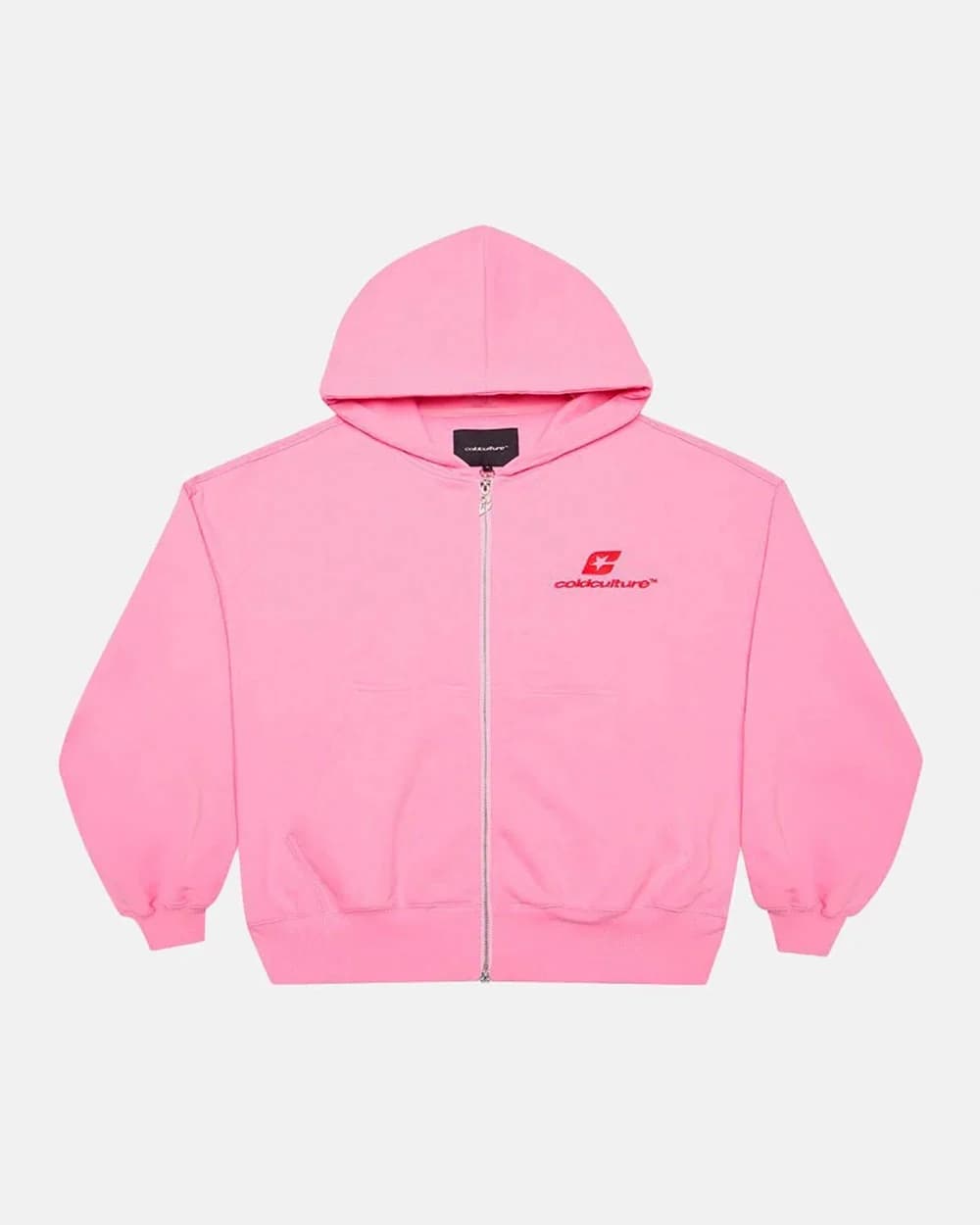 CURVED ZIP HOODIE PINK & RED 3