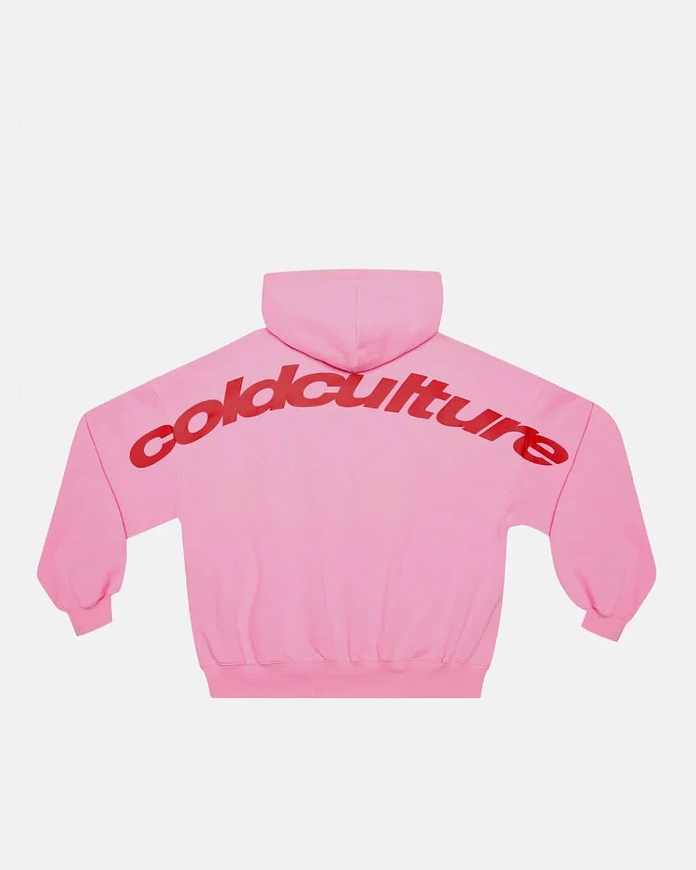 CURVED ZIP HOODIE PINK & RED by COLD CULTURE