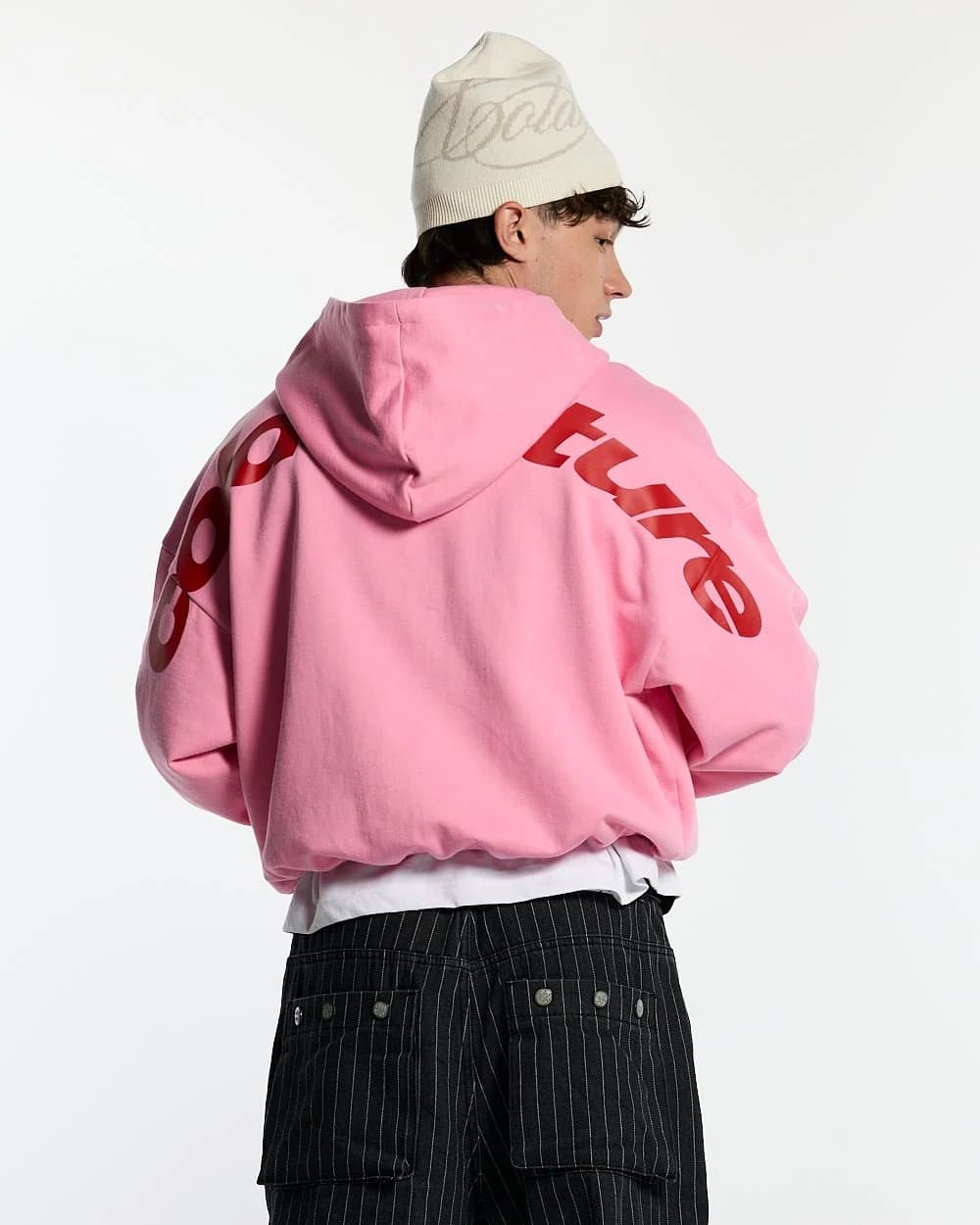 CURVED ZIP HOODIE PINK & RED 2