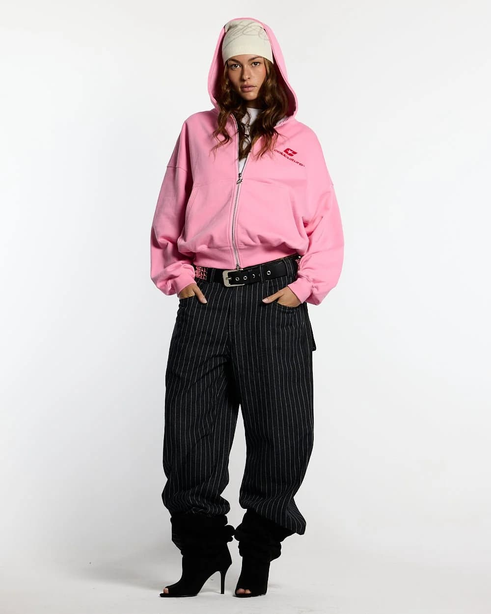 CURVED ZIP HOODIE PINK & RED 6