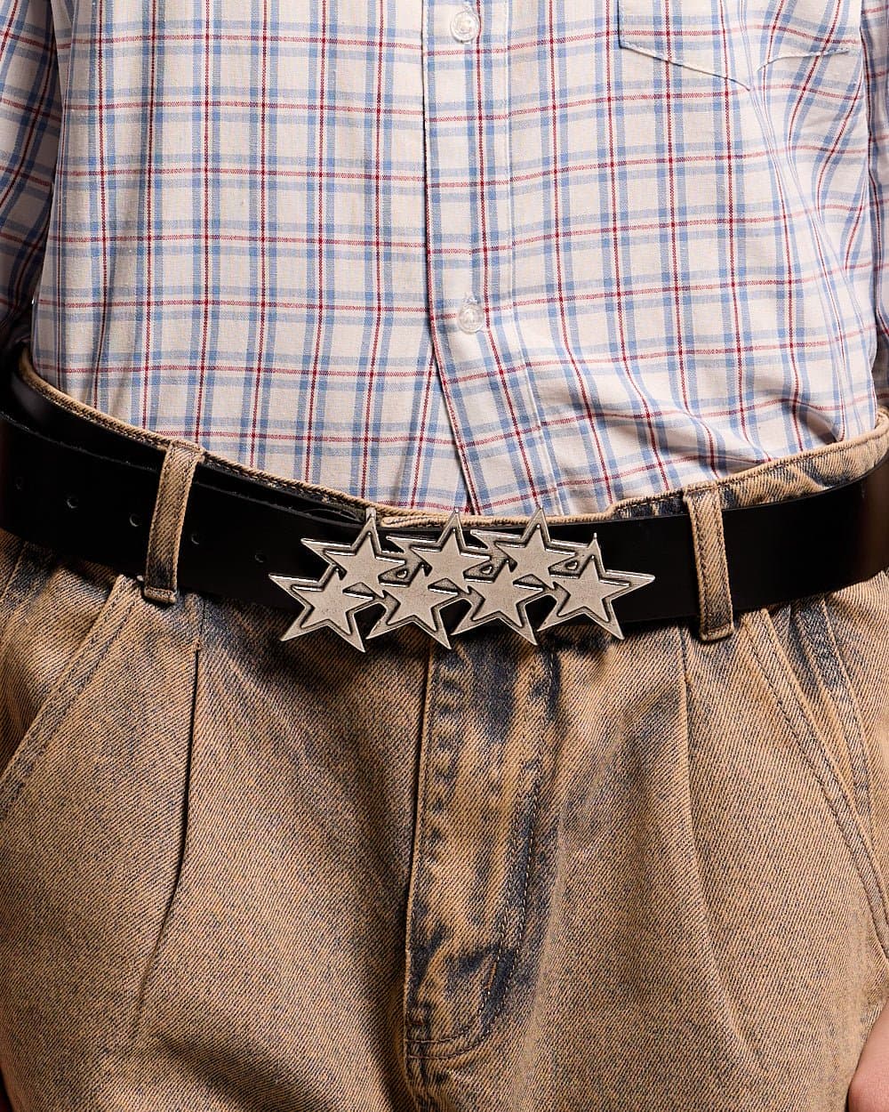 STARS LEATHER BELT BLACK 4