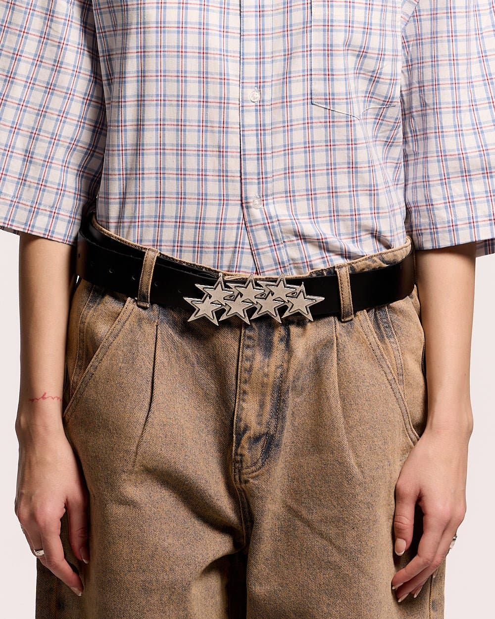 STARS LEATHER BELT BLACK 5