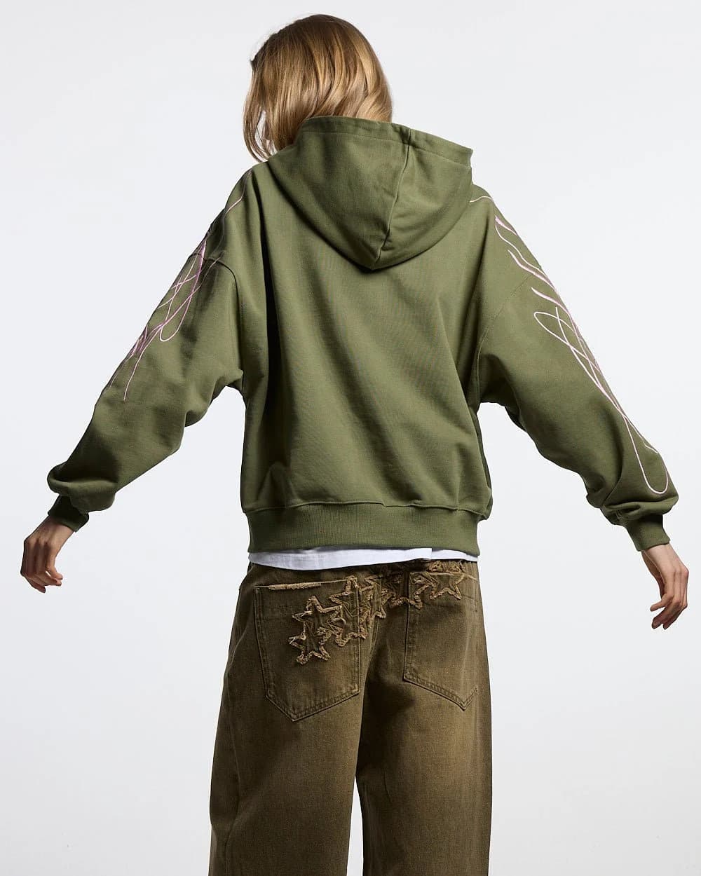 NEW SCRIPT ZIP HOODIE GREEN & PINK 8