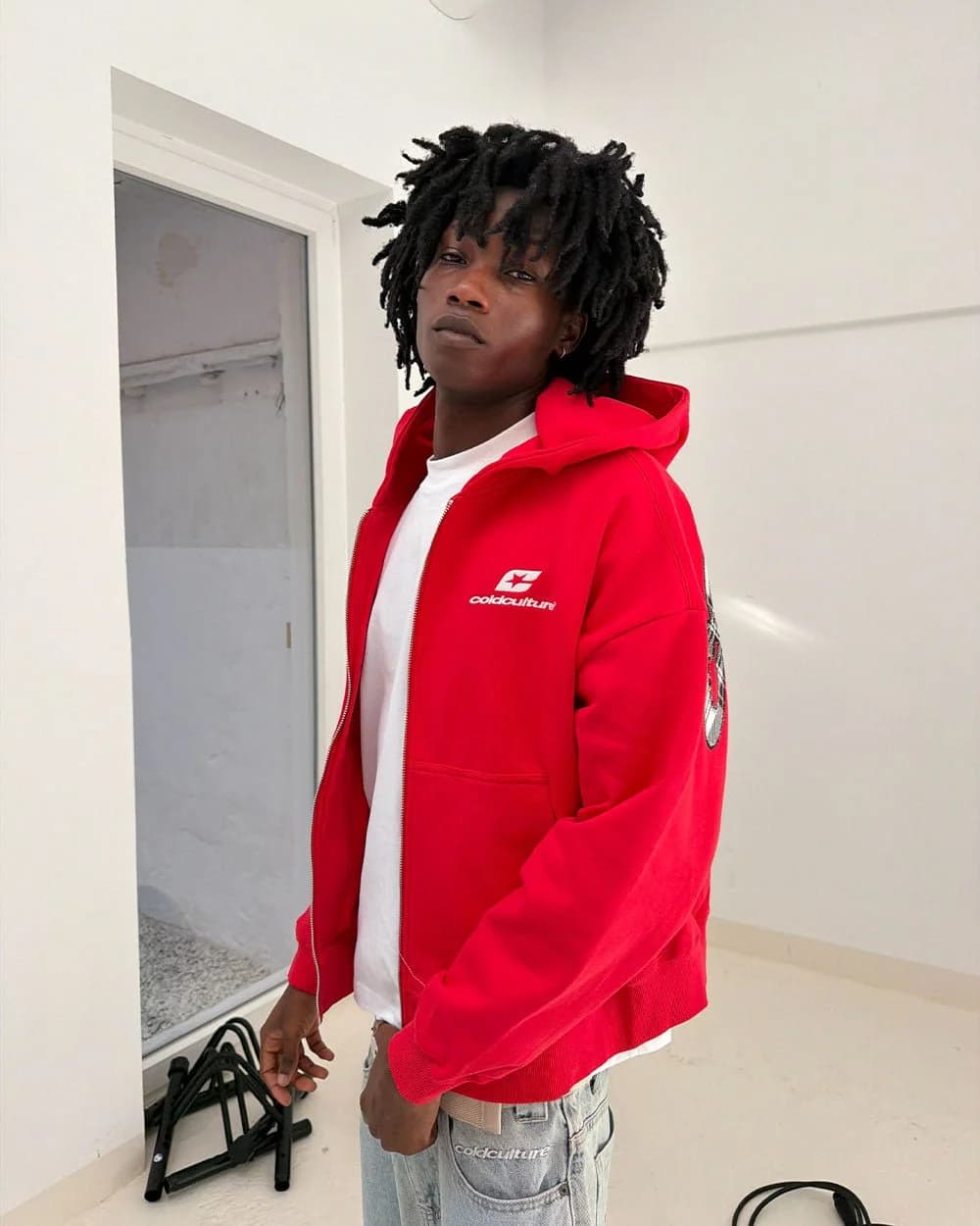 TARTAN CURVED ZIP HOODIE RED 9