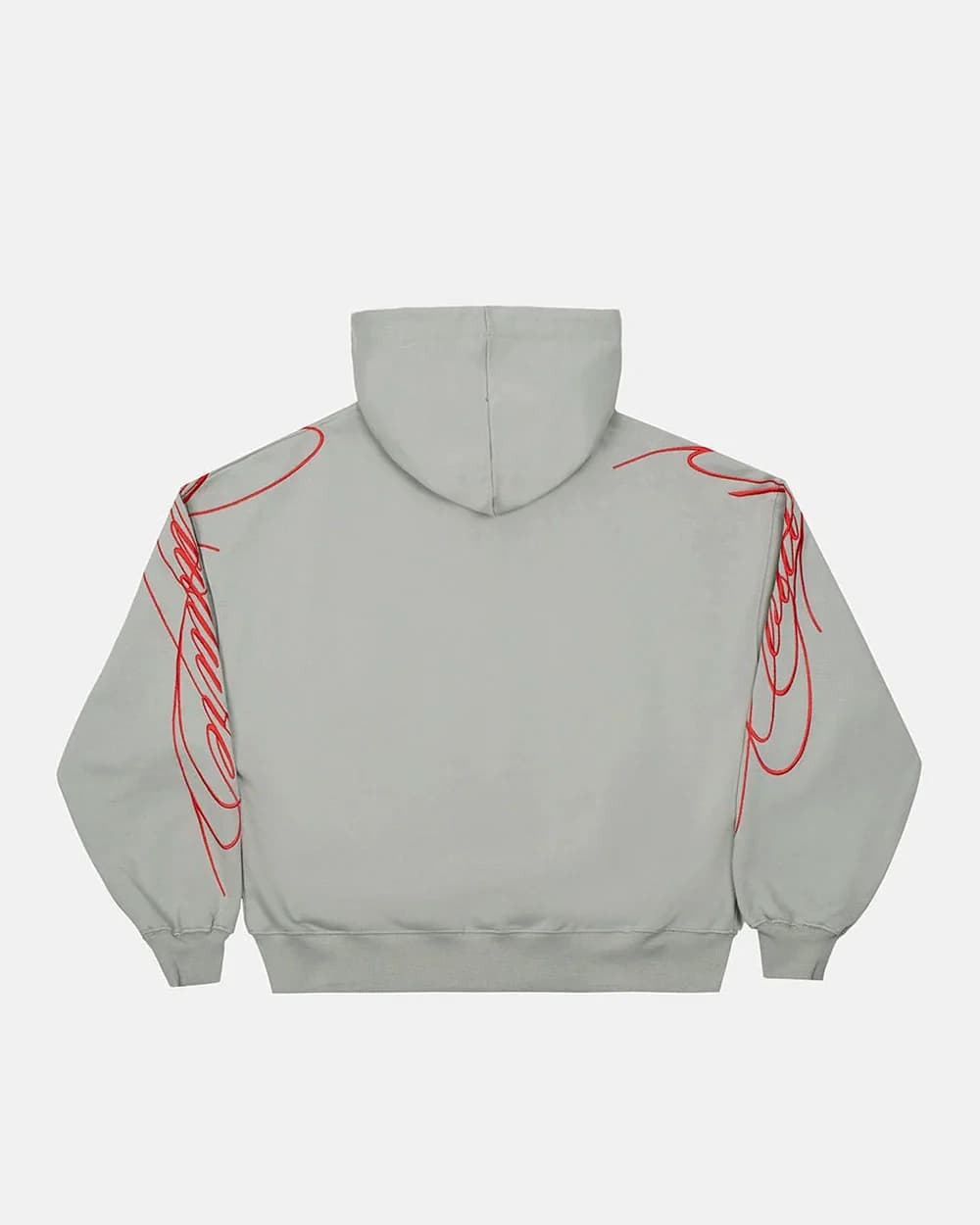 NEW SCRIPT ZIP HOODIE GREY & RED 3