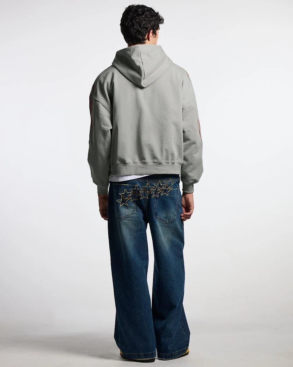 NEW SCRIPT ZIP HOODIE GREY & RED 4