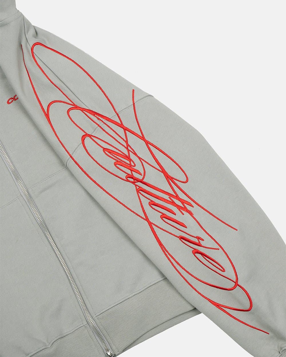 NEW SCRIPT ZIP HOODIE GREY & RED 7
