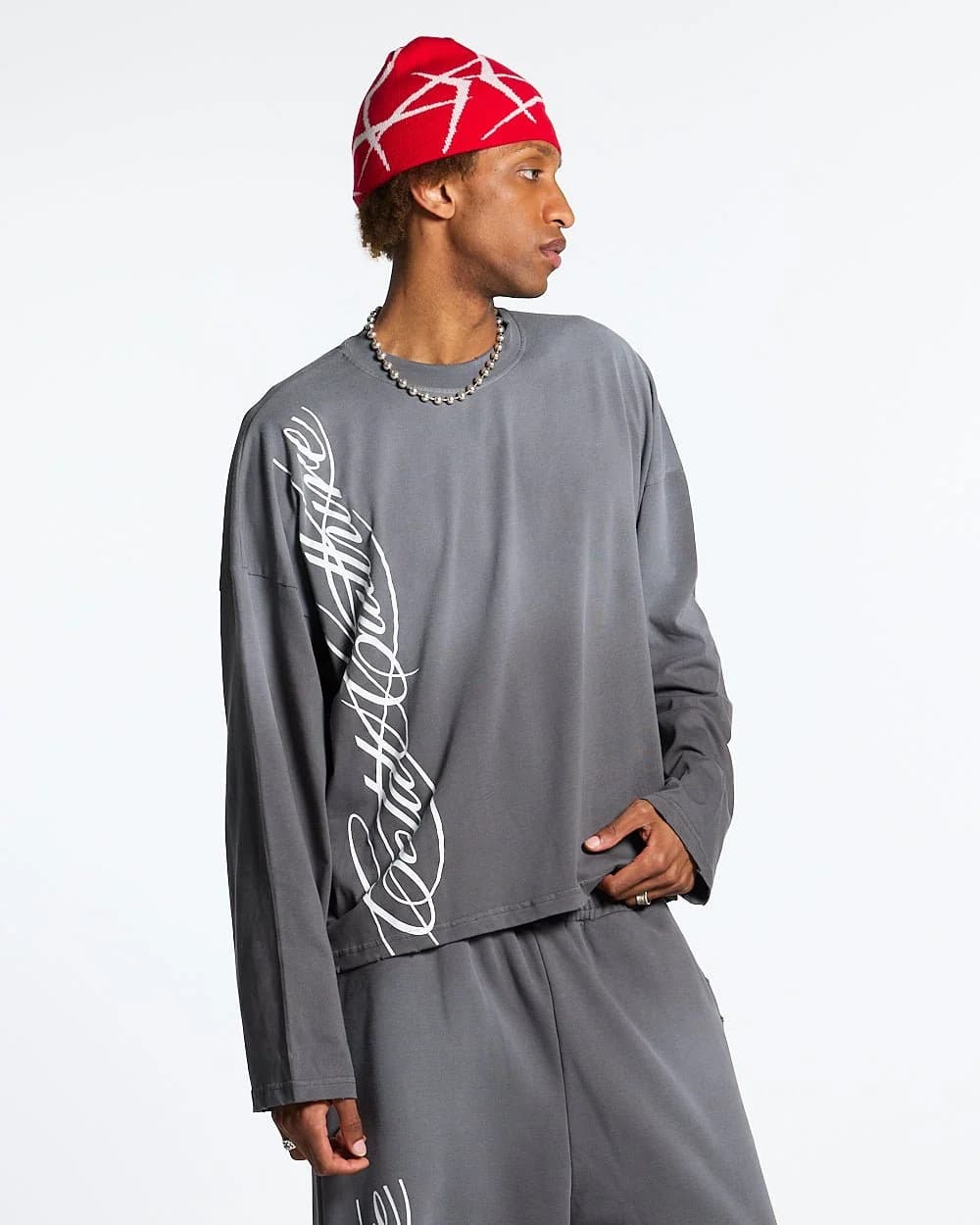SCRIPT LONGSLEEVE TEE ANTRACITE GREY 2
