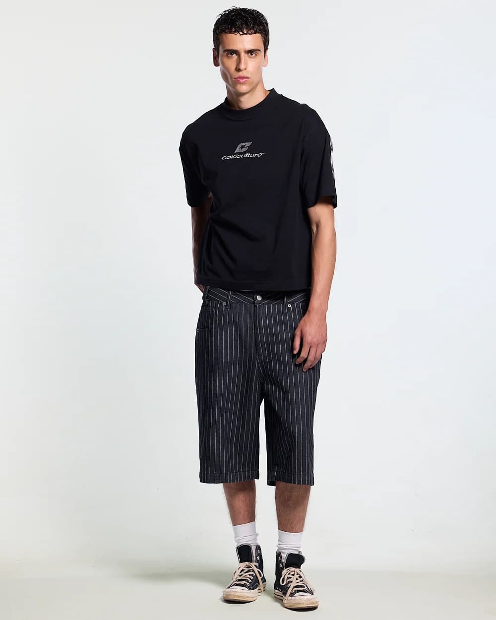 TARTAN CURVED TEE BLACK 5