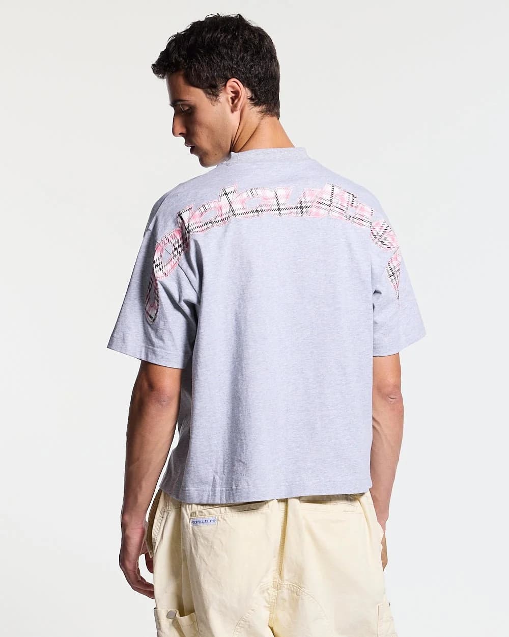 TARTAN CURVED TEE GREY 2