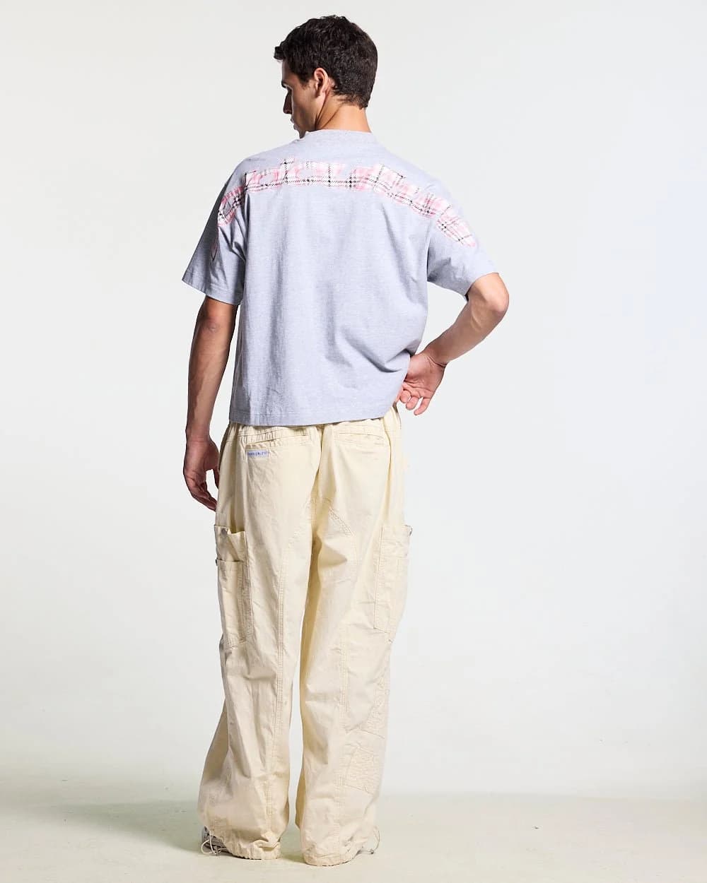 TARTAN CURVED TEE GREY 6
