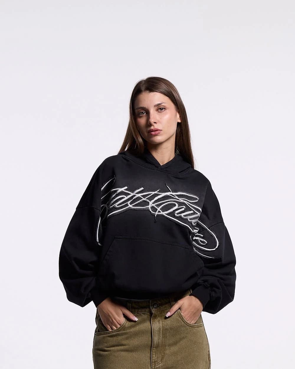 CROSSED DISTRESS HOODIE BLACK 5