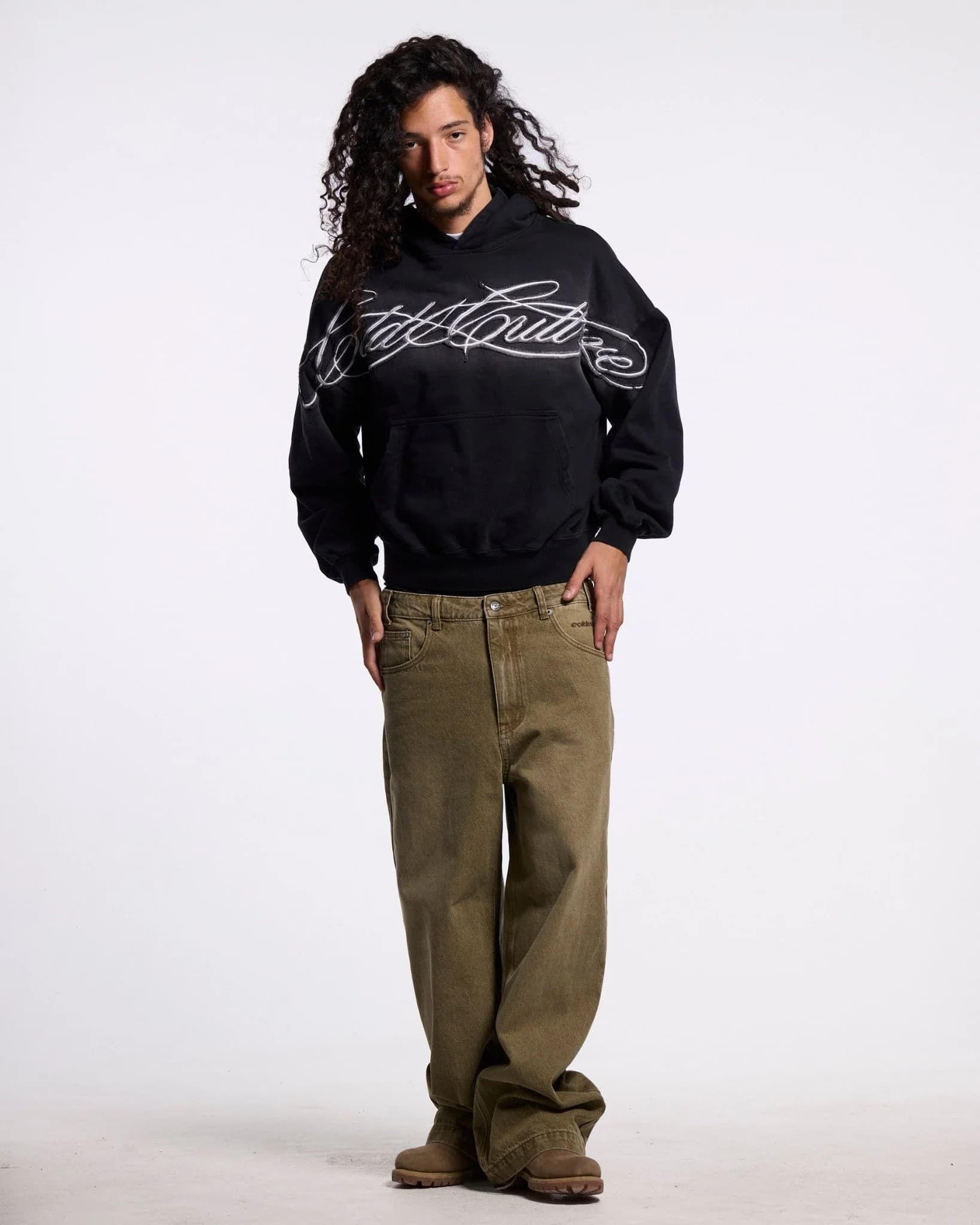 CROSSED DISTRESS HOODIE BLACK 7