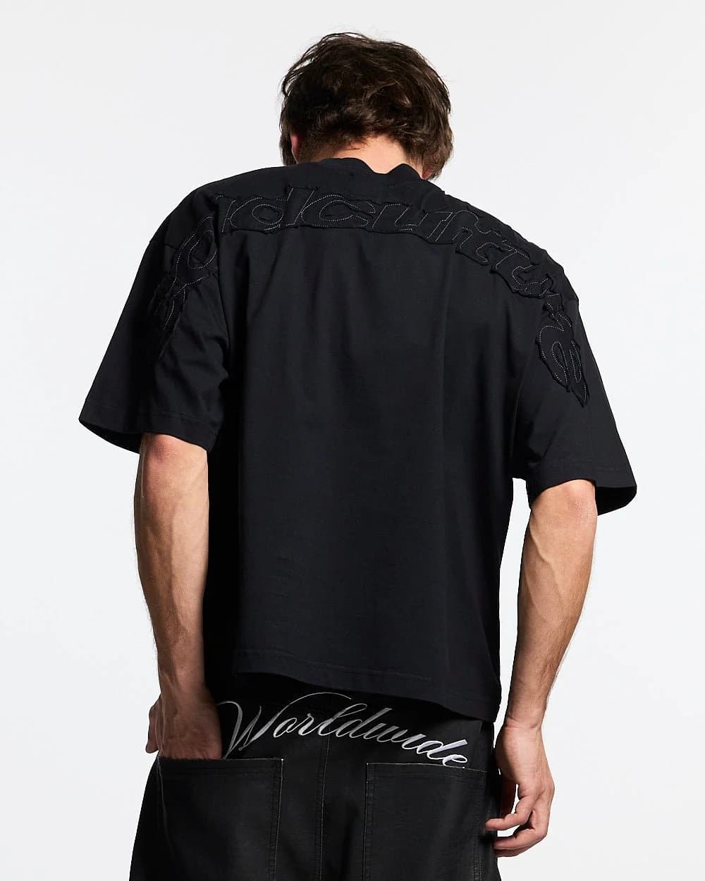 DISTRESS CURVED TEE BLACK 3