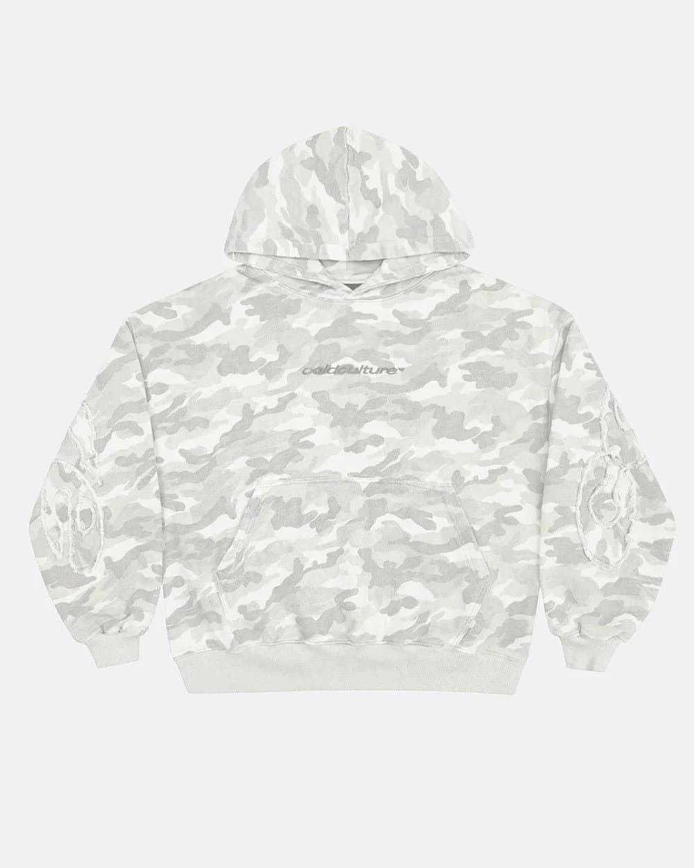 DISTRESS CURVED HOODIE CAMO GREY 4