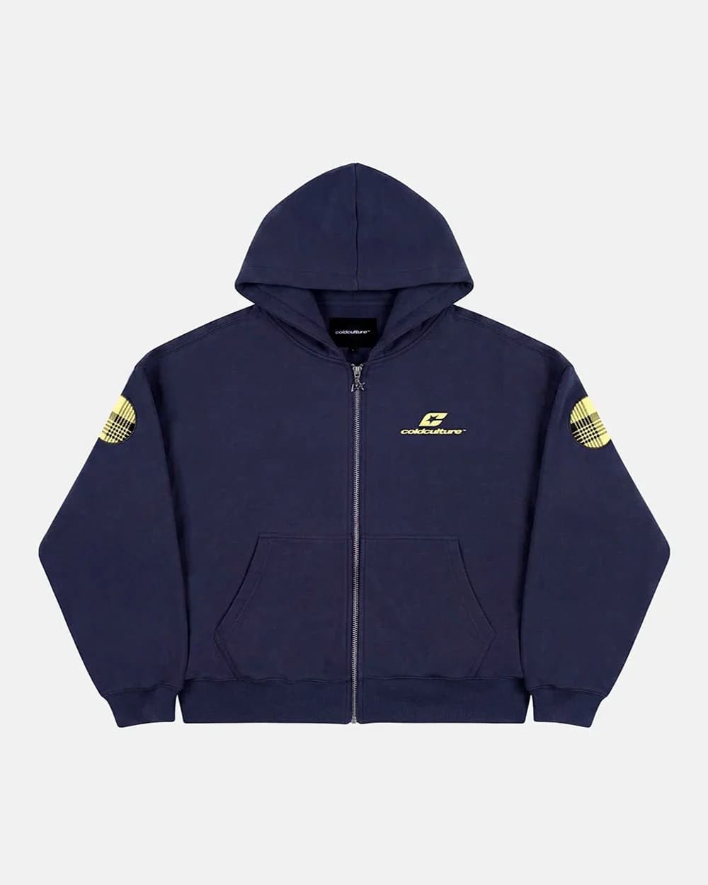 TARTAN CURVED ZIP HOODIE BLUE 3