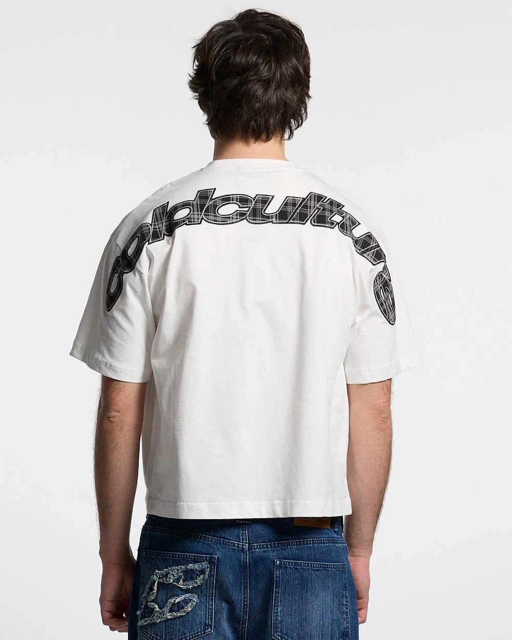 TARTAN CURVED TEE WHITE by COLD CULTURE