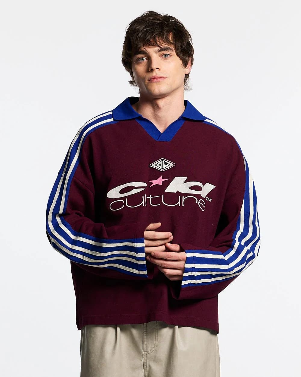 CLASSIC RAW POLO LONGSLEEVE BURGUNDY by COLD CULTURE
