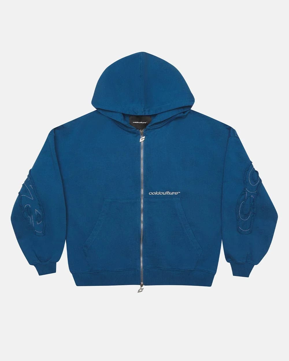 DISTRESS CURVED ZIP HOODIE DARK BLUE 3