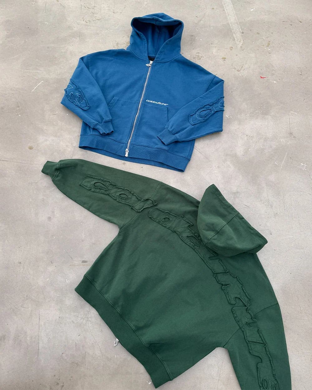DISTRESS CURVED ZIP HOODIE DARK BLUE 7