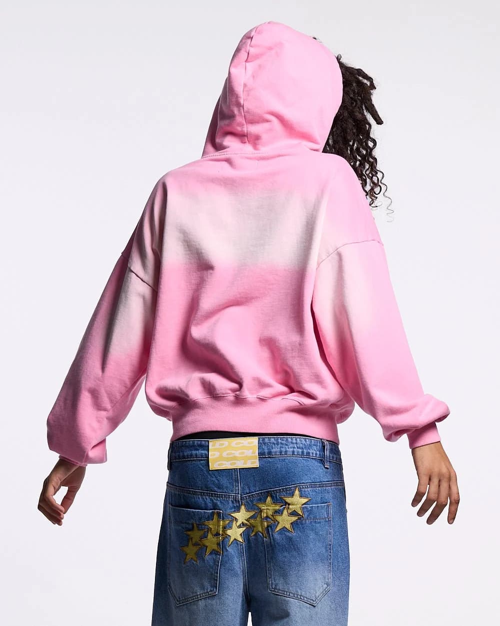 CROSSED DISTRESS HOODIE PINK 4
