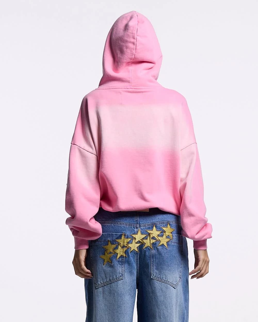 CROSSED DISTRESS HOODIE PINK 6