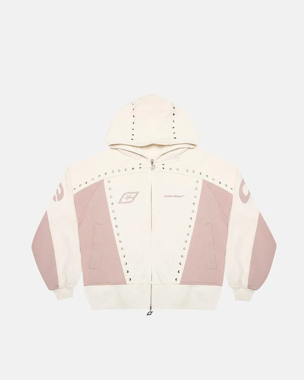 STUD ZIP HOODIE LIGHT GREY 3