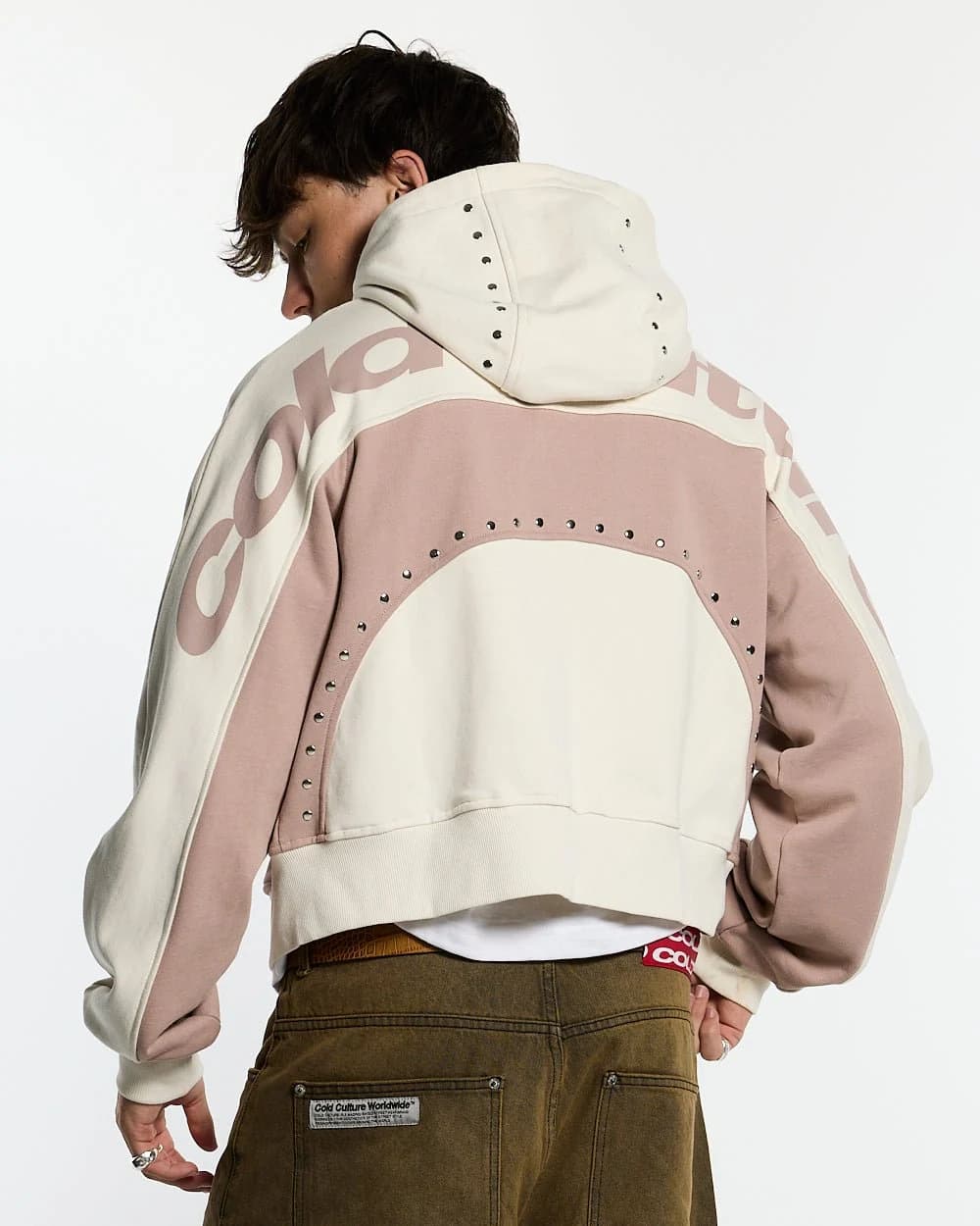 STUD ZIP HOODIE LIGHT GREY 2