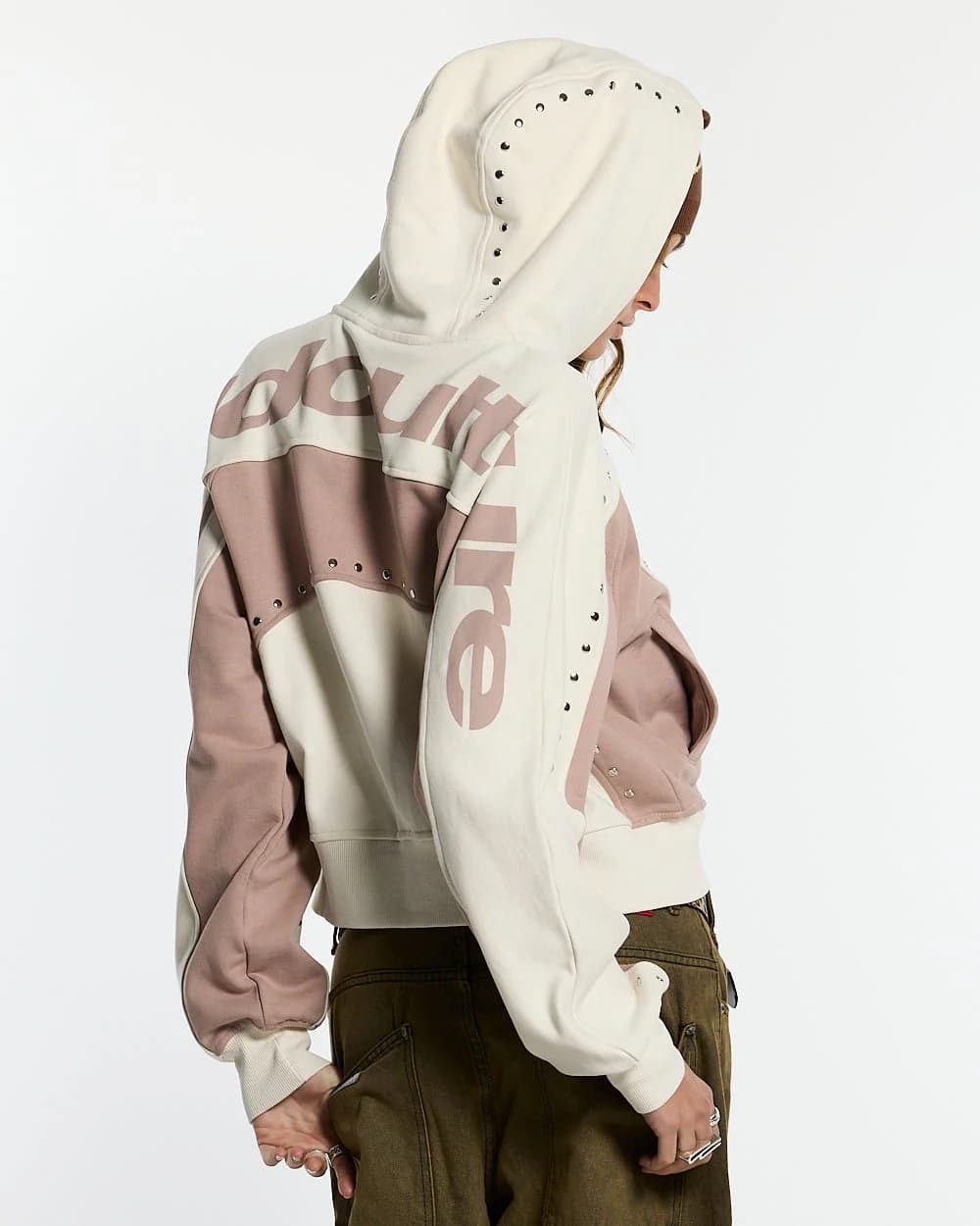 STUD ZIP HOODIE LIGHT GREY 5