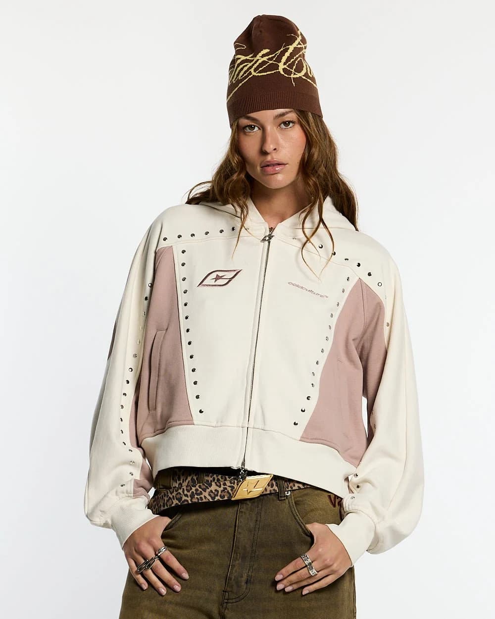 STUD ZIP HOODIE LIGHT GREY 6