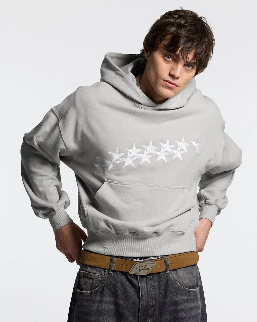 STARS HOODIE PALE GREY 2