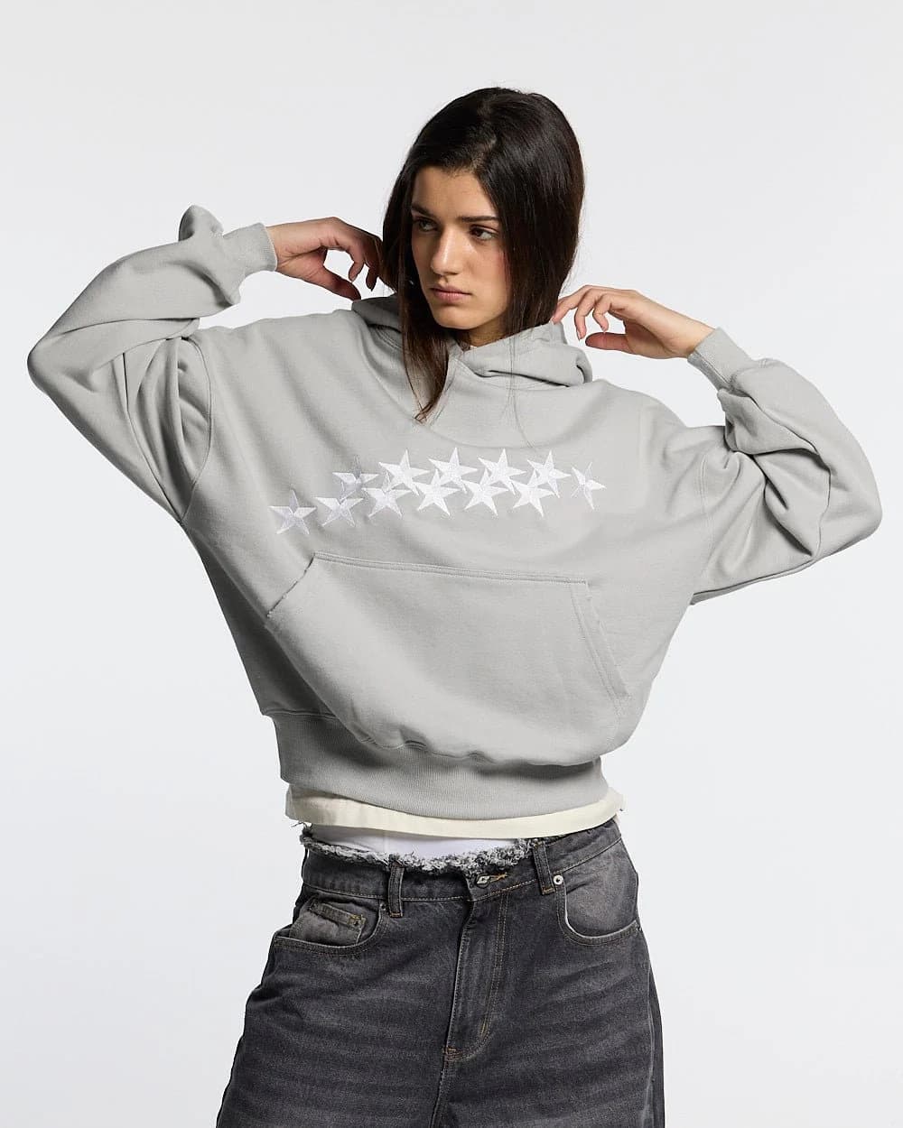 STARS HOODIE PALE GREY 5