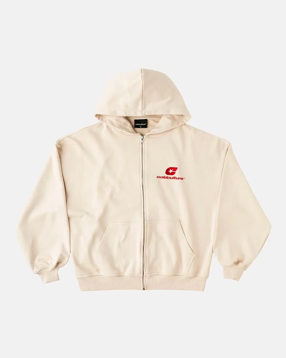CURVED ZIP HOODIE CREAM 3