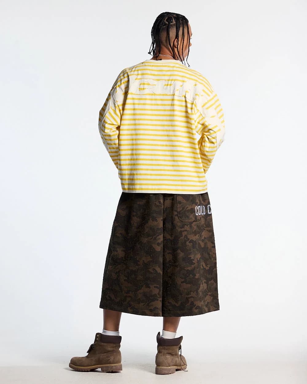 DISTRESS CURVED LONGSLEEVE YELLOW STRIPES 2