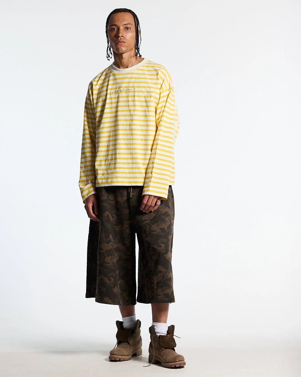 DISTRESS CURVED LONGSLEEVE YELLOW STRIPES 4