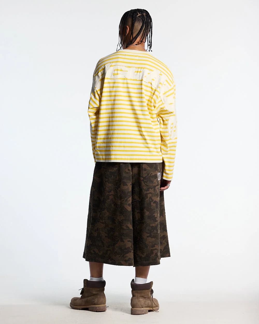 DISTRESS CURVED LONGSLEEVE YELLOW STRIPES 6